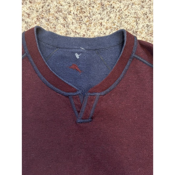 Tommy Bahama Men's New Y-Neck Shark Logo Pullover Reversible Sweater XL Burgundy - Picture 2 of 6